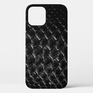 Modern Black Crocodile iPhone 12 Case