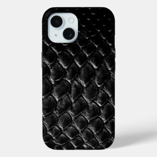Modern Black Crocodile iPhone 15 Case