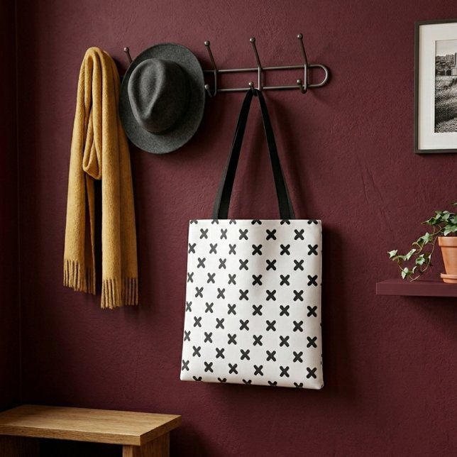 Modern black cross simple shopping bag  (Creator Uploaded)