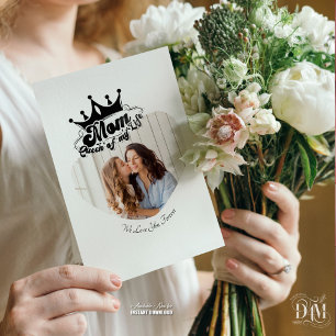 Modern Black Crown, MOM Queen of my life Photos Holiday Card