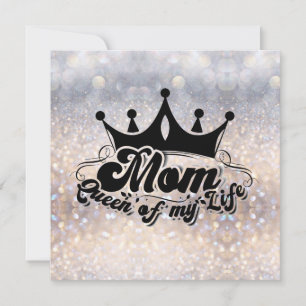 Modern Black Crown, Mum Queen of my life Card