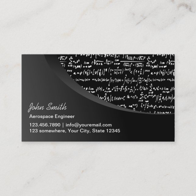 Modern Black Curve Aerospace Engineer Business Card (Front)