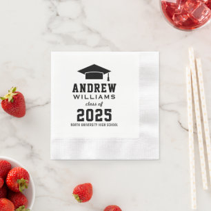 Modern Black Custom 2024 Graduation Party Napkin