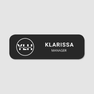 Modern Black Custom Business Logo Name Tag
