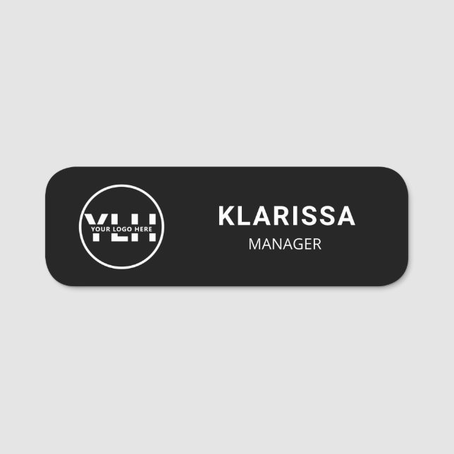 Modern Black Custom Business Logo Name Tag (Front)