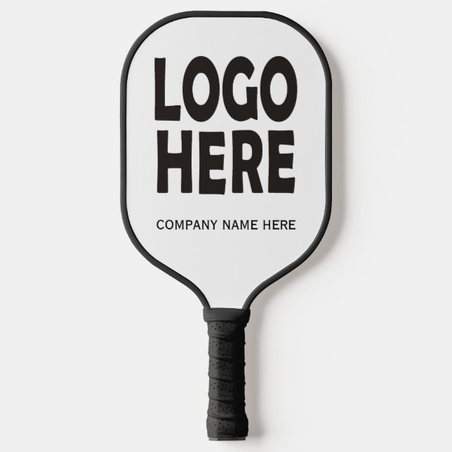 Modern black custom business logo promotional pickleball paddle (Front)