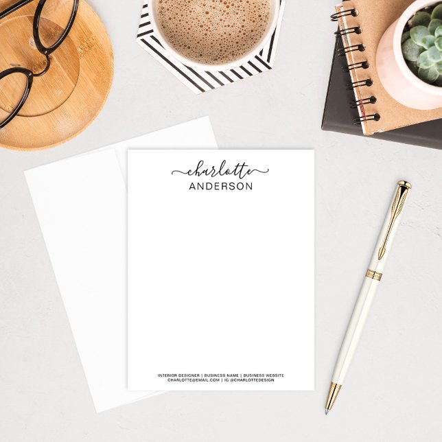 Modern Black Custom Calligraphy Name Business Card (Creator Uploaded)