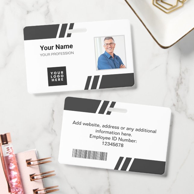 Modern Black Custom Employee ID Badge (Office)