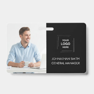 Modern Black Custom Employee photo Id Badge