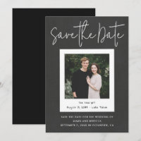 Modern Black Custom Engagement Photo Save the Date