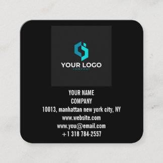 Modern Black Custom Logo and QR Code Square Business Card