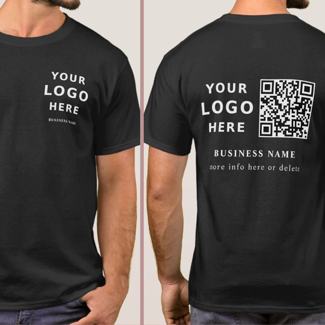 Modern Black Custom Logo and QR Code T-Shirt (Creator Uploaded)