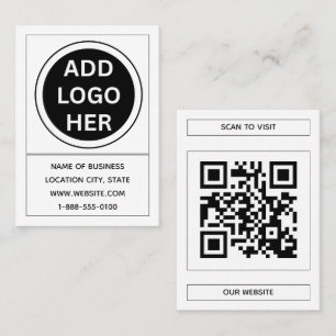 Modern Black Custom Logo & QR Code Square Business Card