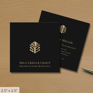 Modern Black Custom Logo Square Business Card