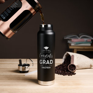 Modern Black Custom Name Graduation Gift Water Bottle