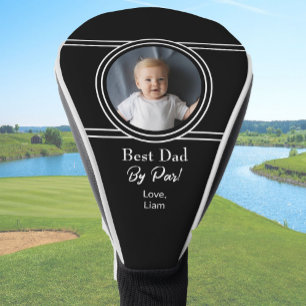 Modern Black Custom Photo Gift for Dad Golf Head Cover