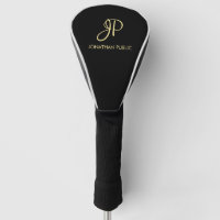 Modern Black Custom Template Gold Monogram Best