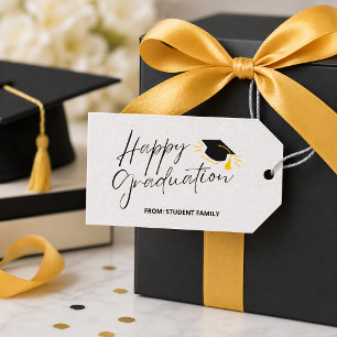 Modern Black Customisable Graduation Gift Tag