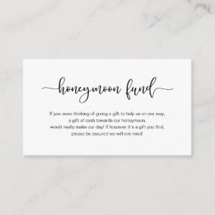Modern black cute font, Wedding Honeymoon Fund Enclosure Card
