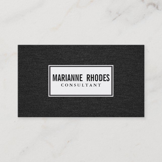 Modern Black Denim Minimalistic Business Card (Front)