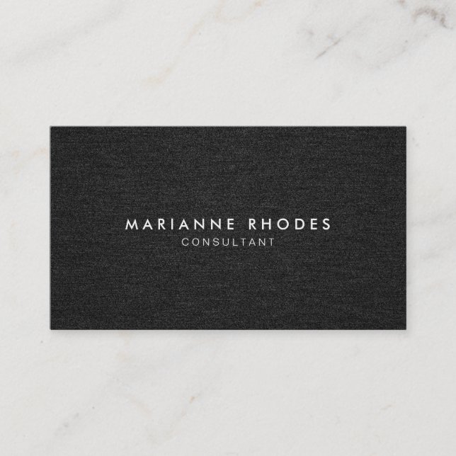 Modern Black Denim Minimalistic Business Card (Front)