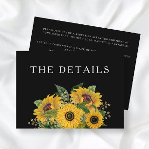 Modern Black Details Floral Wedding Enclosure Car Card