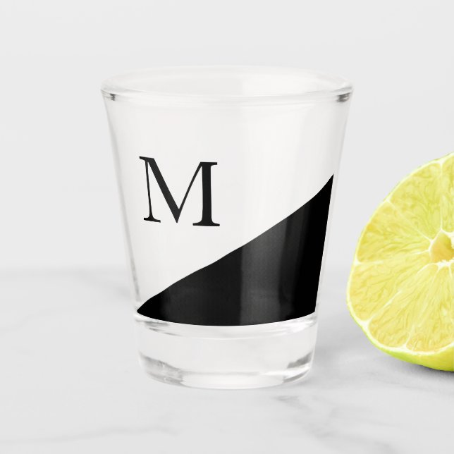 Modern Black Diagonal | Monogram Shot Glass (Front)