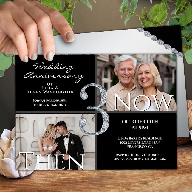 Modern Black Diamond 3rd Anniversary Invitation (Creator Uploaded)