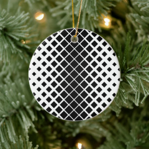 Modern Black Dissolving Square Block Pattern Ceramic Tree Decoration