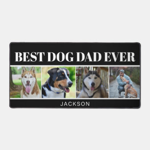 Modern Black Dog Dad Four Photo Collage Desk Mat