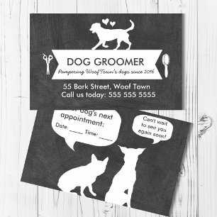 Modern Black Dog Grooming Appointment Card