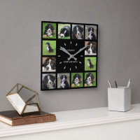 Modern black dog photo collage family name