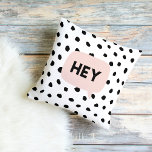 Modern Black Dots & Bubble Chat Pink With Hey Cushion<br><div class="desc">Introducing the Modern Black Dots & Bubble Chat Pink With Hey product, available for sale on Zazzle! This unique and stylish design combines a contemporary black dots pattern with a vibrant pink bubble chat that features the word "Hey." The Modern Black Dots & Bubble Chat Pink With Hey product is...</div>