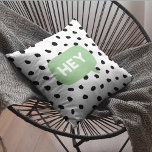 Modern Black Dots & Green Bubble Speech With Hey  Cushion<br><div class="desc">Modern Black Dots & Green Bubble Speech With Hey</div>