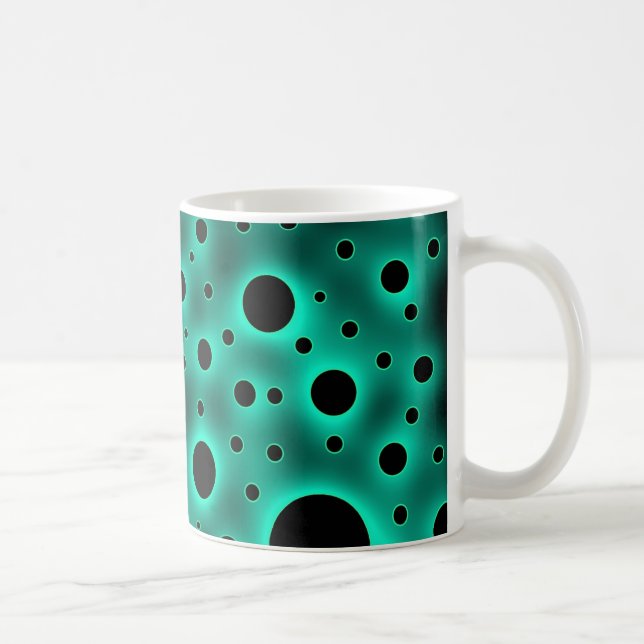 Modern Black Dots over Turquoise Coffee Mug (Right)