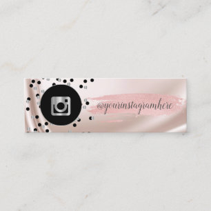 Modern Black,Dots,Silver Instagram,Brush Stroke Mini Business Card