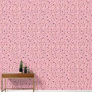 Modern Black Dots - Trendy Light Pink Wallpaper