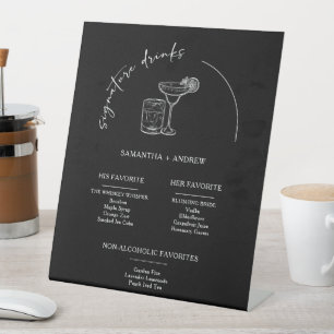 Modern Black Drink Menu Pedestal Sign