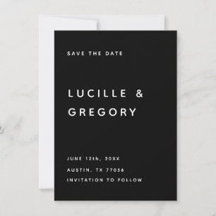 Modern Black Editorial All Caps Save The Date
