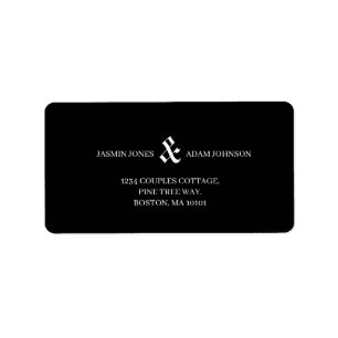 Modern Black Editorial Monogram Wedding Label