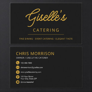 Modern Black Elegant Catering Food Business Card