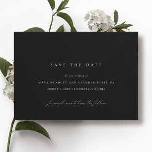 Modern Black Elegant Minimalist Moody Wedding Save The Date