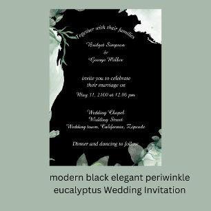 modern black elegant periwinkle Wedding Invitation