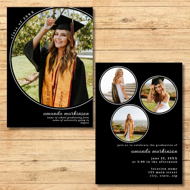 Modern Black Elegant Photo Graduation Announcement (Creator Uploaded)
