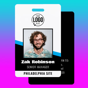 Modern Black Employee Photo ID Company Security Badge