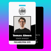 Modern Black Employee Photo ID Company Security