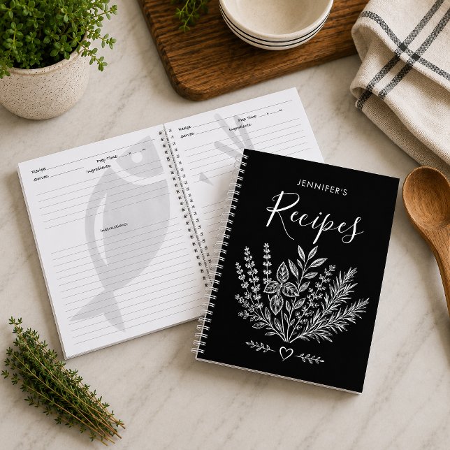 Modern Black Family Cookbook Notebook (Preserve your favorite family recipes in style with this personalized recipe journal. )