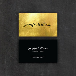 Modern Black + Faux Gold Foil   Business Cards