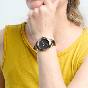 Modern Black Faux Watch