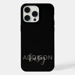 Modern Black Feminine Script Custom Name iPhone 15 Pro Max Case